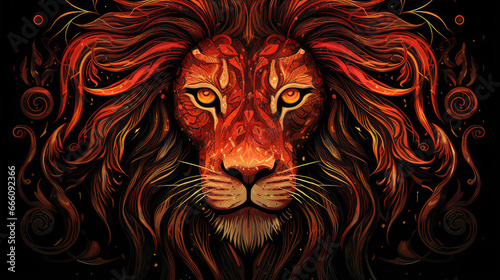 Fiery Leo Zodiac Illustration