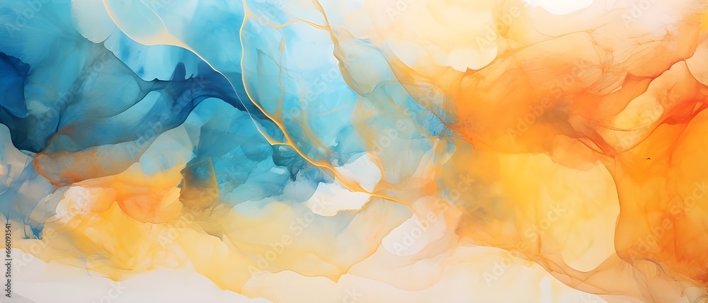 Pastel watercolor background with orange and turquoise colors