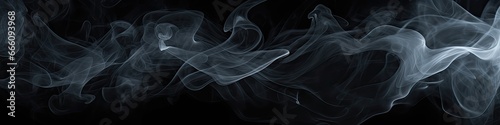 Black Smoke On Black Background Art. Panoramic Banner