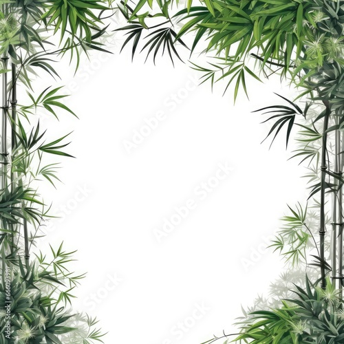 Bamboo leaves frame greeting card scrapbooking watercolor gentle illustration border wedding