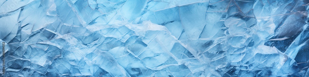 Fototapeta premium Ice Texture Winter Background Cracks Grunge Art. Panoramic Banner