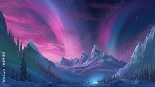 colorful rays in the mountains