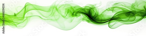 Green Smoke On A White Background. Panoramic Banner