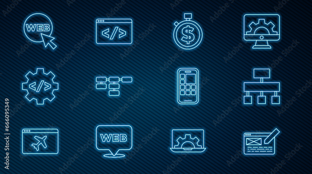 Set line UI or UX design, Site map, Time is money, Front end development, Web and graphic, Mobile Apps and icon. Vector Set line UI or UX design, Site map, Time is money, Front end development, Web and graphic, Mobile Apps and icon. Vector