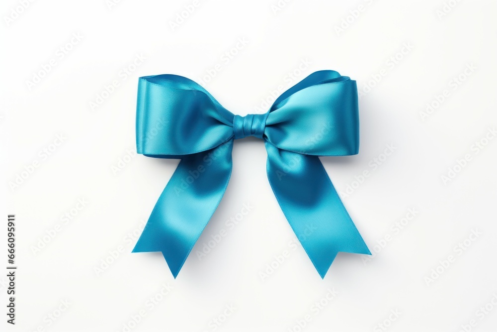 Charming Blue ribbon bow. Gift color holiday. Generate Ai