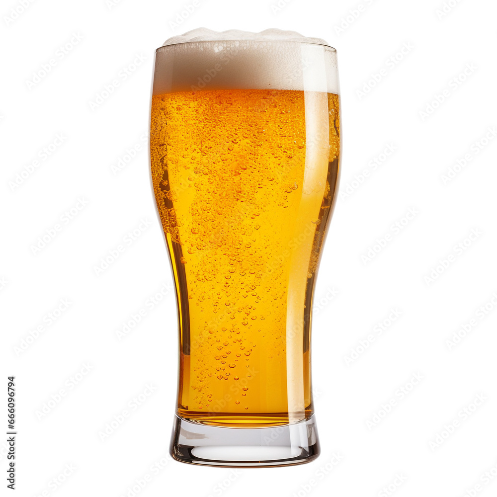 glass of white beer with foam and gas bubbles isolated on white background, ai generated glass of white beer with foam and gas bubbles isolated on white background, ai generated