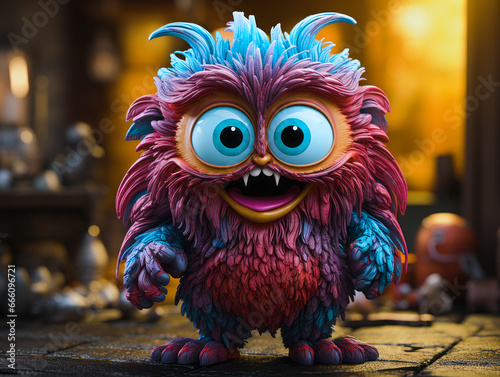 Cartoon bright color cute monster. 