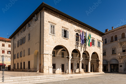 The town hall in Pula town on Istria, Croatia, Europe.