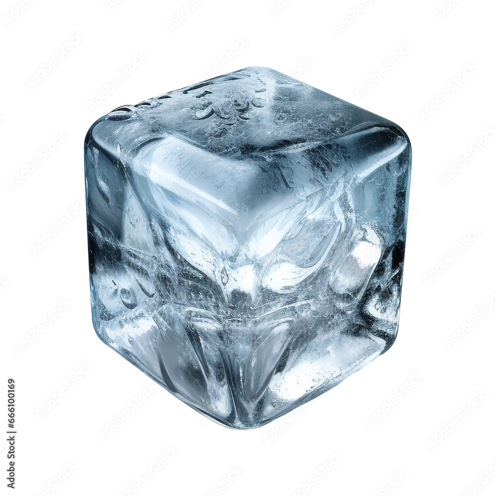 Obraz premium Ice cube isolated on transparent background Generative AI 