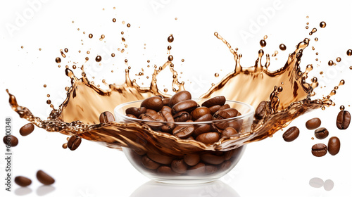photo of coffee splash with coffee beans