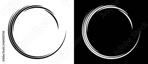 Abstract background with lines in circle. Art design spiral as logo or icon. A black figure on a white background and an equally white figure on the black side.