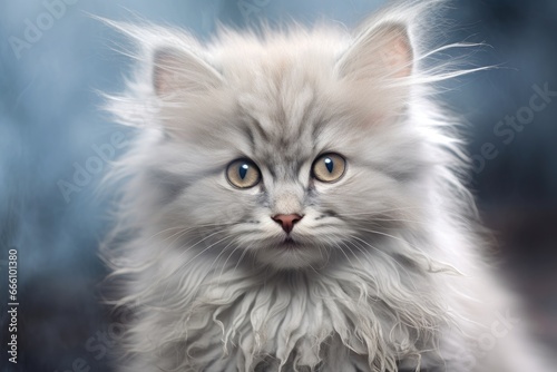 Closeup of a fluffy kitten Adorable kitten Beautiful cute little cat closeup