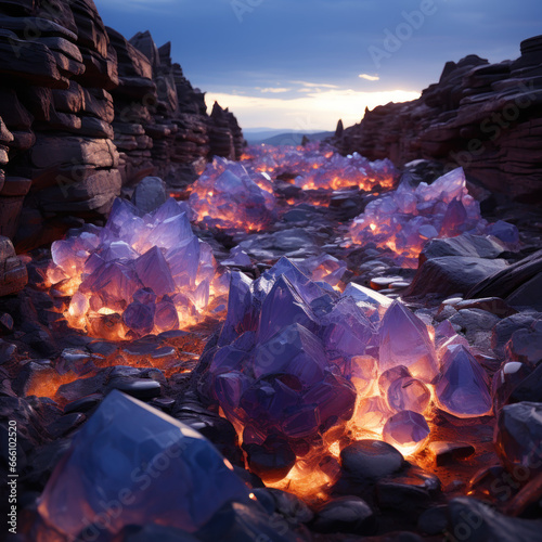 A valley of colossal crystalline geodes 