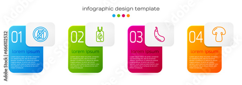 Set line No pack of milk, Vegan food diet, Eggplant and Mushroom. Business infographic template. Vector