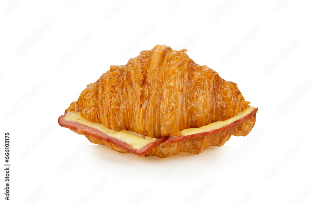 croissant ham cheese on white background croissant ham cheese on white background