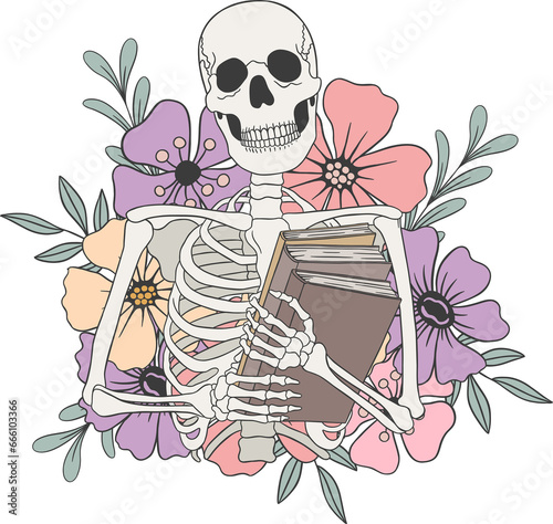 skeleton reading book