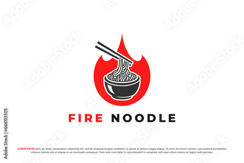 logo spicy noodle fire pepper red hot chilli