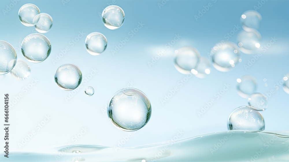  a group of bubbles floating in the air over a body of water.  generative ai