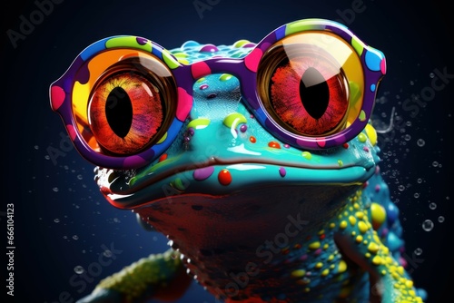 Endearing Cute colorful frog. Tropical nature. Generate Ai