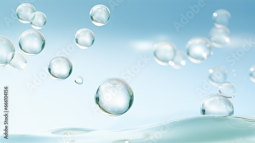  a group of bubbles floating in the air over a body of water.  generative ai