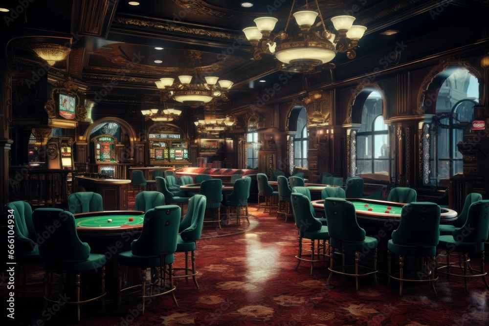 Luxurious Casino interior. Slot machine. Generate Ai