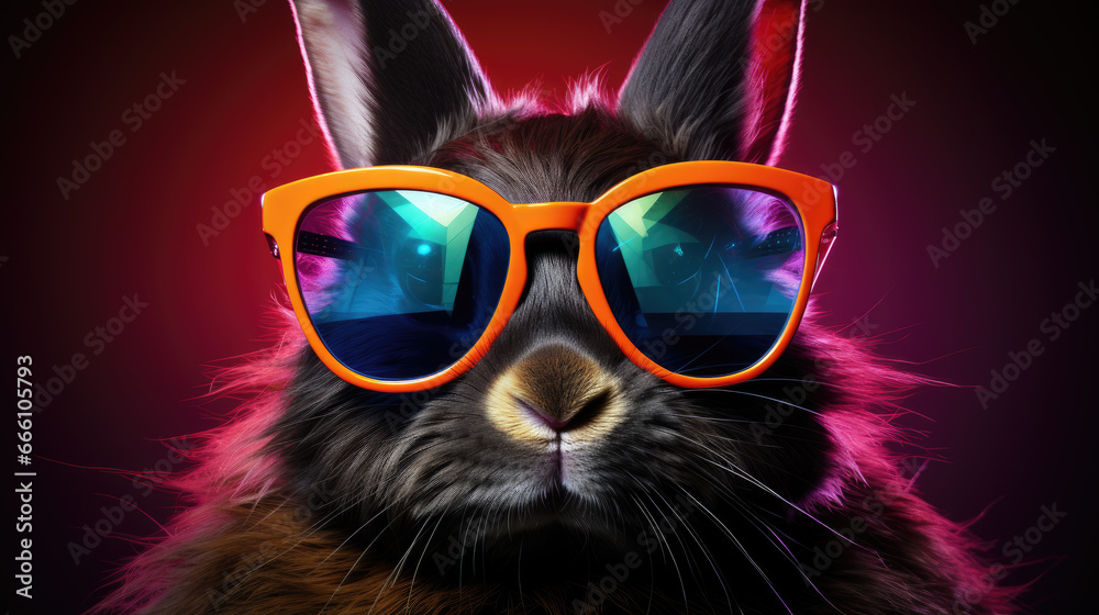 funny Rabbit with orange sunglasses