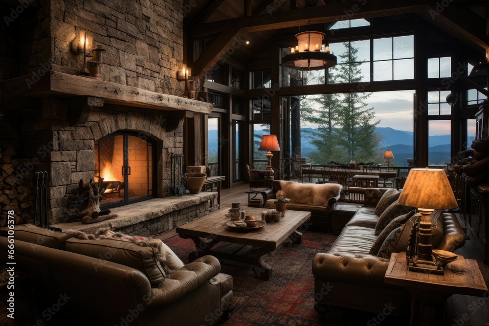 Rustic Chic Mountain Cabin Living Space