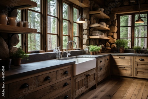 Rustic Kitchen in Country Style Interior