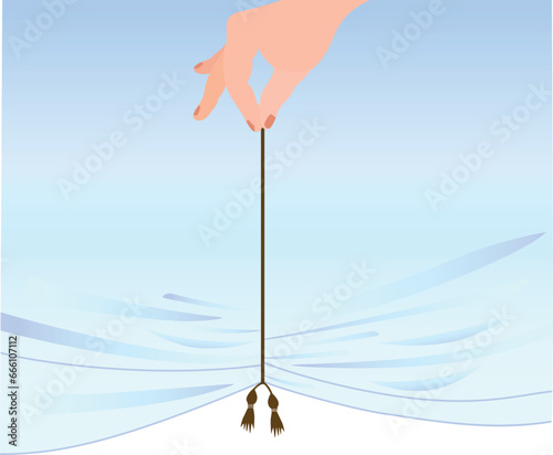 Curtain lifting up and hand design