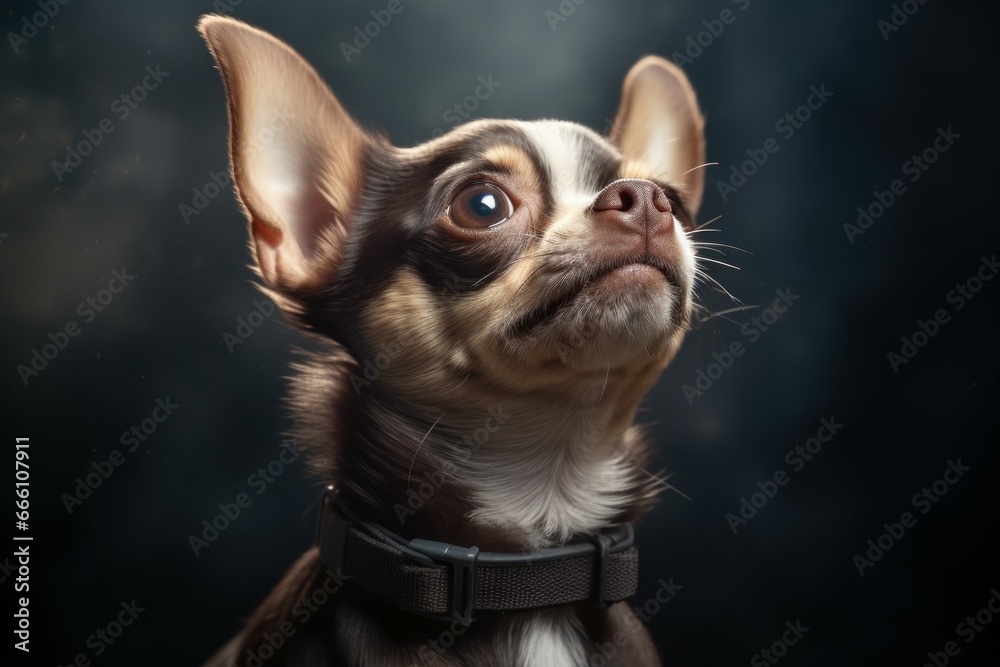 Adorable Chihuahua looking up. Canine friend. Generate Ai