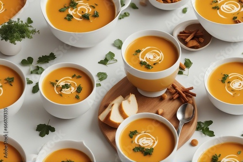 Delicious Bowls of Butternut Squash Soup Garnished with Fresh Parsley