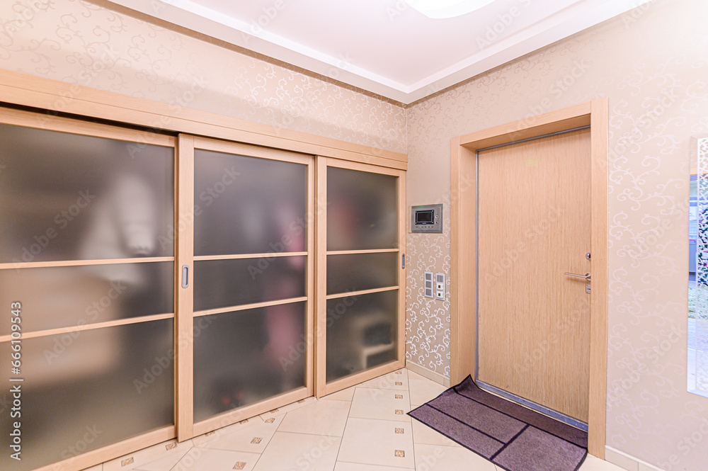 Fototapeta premium interior apartment room doors, renovation corridor lobby entrance hall