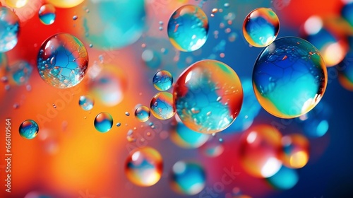 abstract pc desktop wallpaper background with flying bubbles on a colourful background
