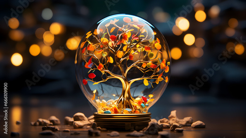 Ultra-Wide Angle, Hyper-Detailed Tree in Colorful Tungsten Bulb - Award-Winning Cinematic Editorial Photography