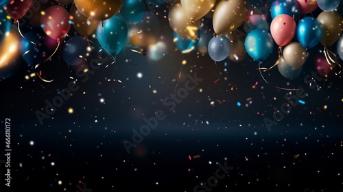 Celebration background with balloons. Festival, holiday, party or event backdrop with copy space
