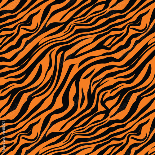 Seamless Vector Pattern in Orange   Black - Zebra Stripes Wildlife Seamless Pattern zebra pattern 