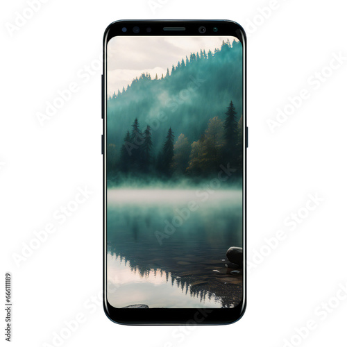 Smartphone isolated on transparent background, Generative AI
