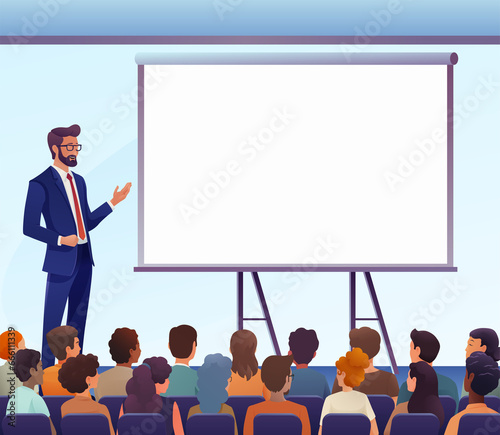 Business Man Talk Seminar Class Team Presentation