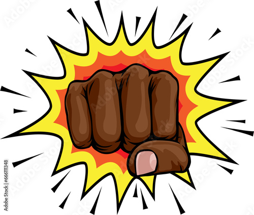 Fist Punch Hand Comic Pop A...