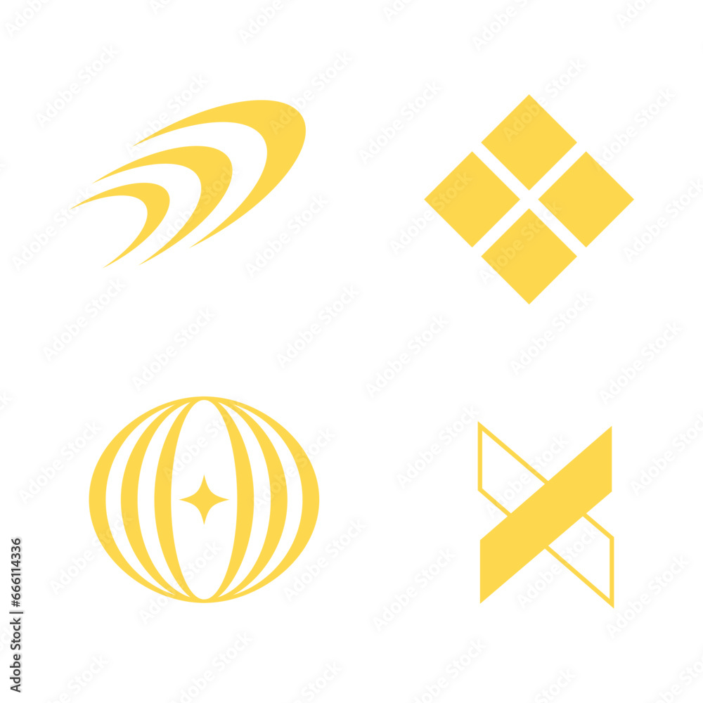 Obraz premium Retro Y2K star elements. Universal shapes for design, projects, posters, banners and business cards. Streetwear Shape Element.