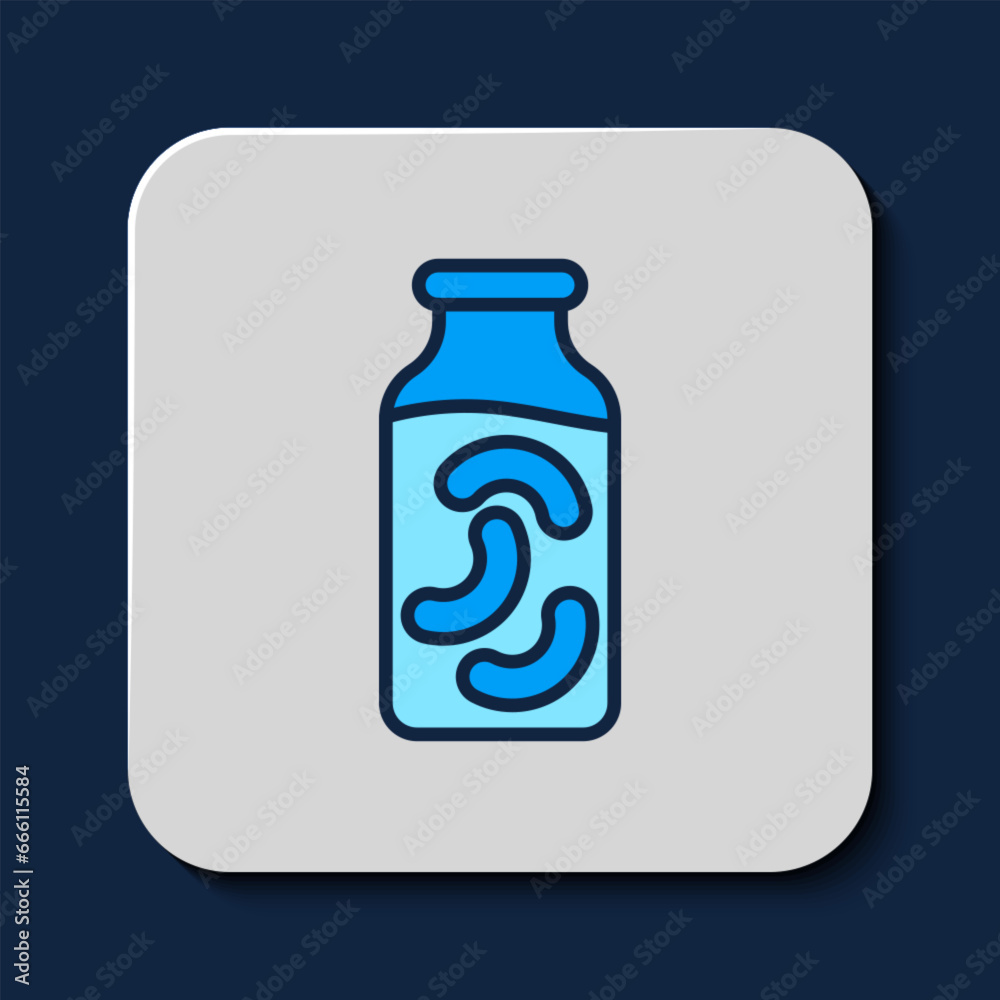 Filled outline Pickled cucumbers in a jar icon isolated on blue background. Vector Filled outline Pickled cucumbers in a jar icon isolated on blue background. Vector