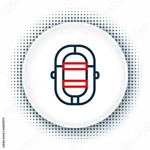 Line Rafting boat icon isolated on white background. Inflatable boat. Water sports, extreme sports, holiday, vacation. Colorful outline concept. Vector