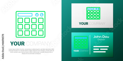 Line Drum machine music producer equipment icon isolated on white background. Colorful outline concept. Vector