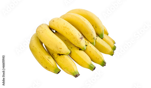 A bunch of yellow bananas lies on a transparent background