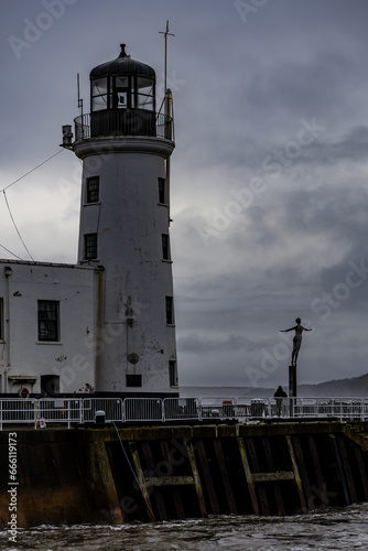 lighthouse at dusk