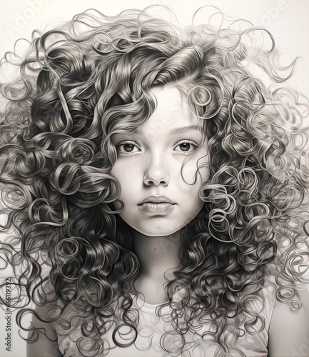 Cute girl portrait in Sepia
.Curly Elegance