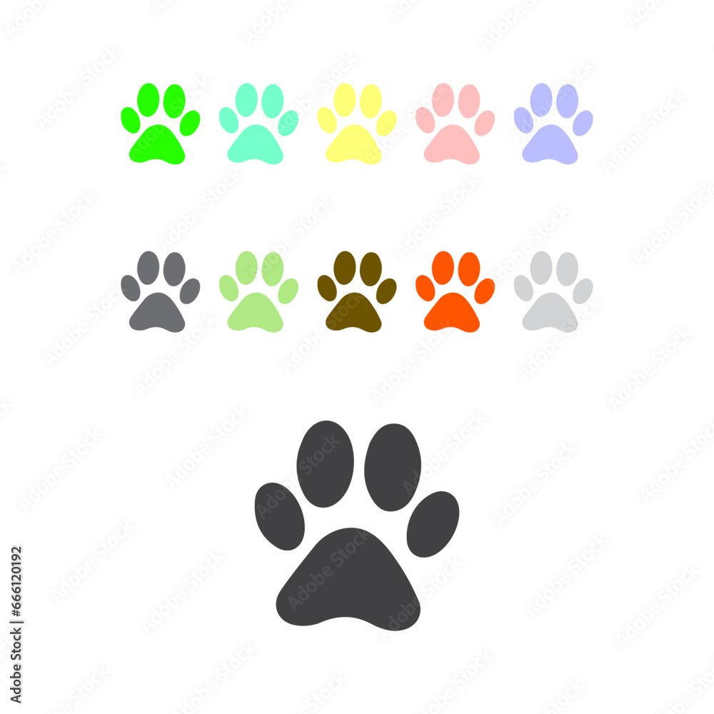 Fototapeta premium Cute colorful paw. animals footprints.