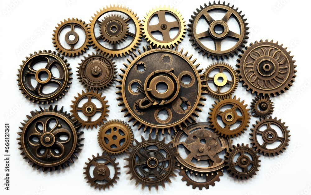 Realistic gears banner. collaboration and cooperation isolated on white background.