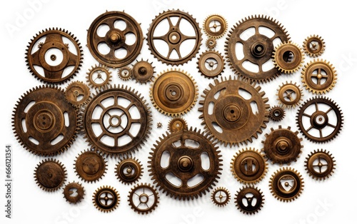Realistic gears banner. collaboration and cooperation isolated on white background.