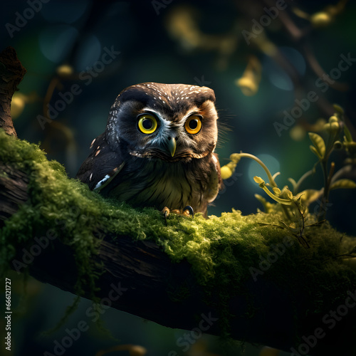 great horned owl on branch